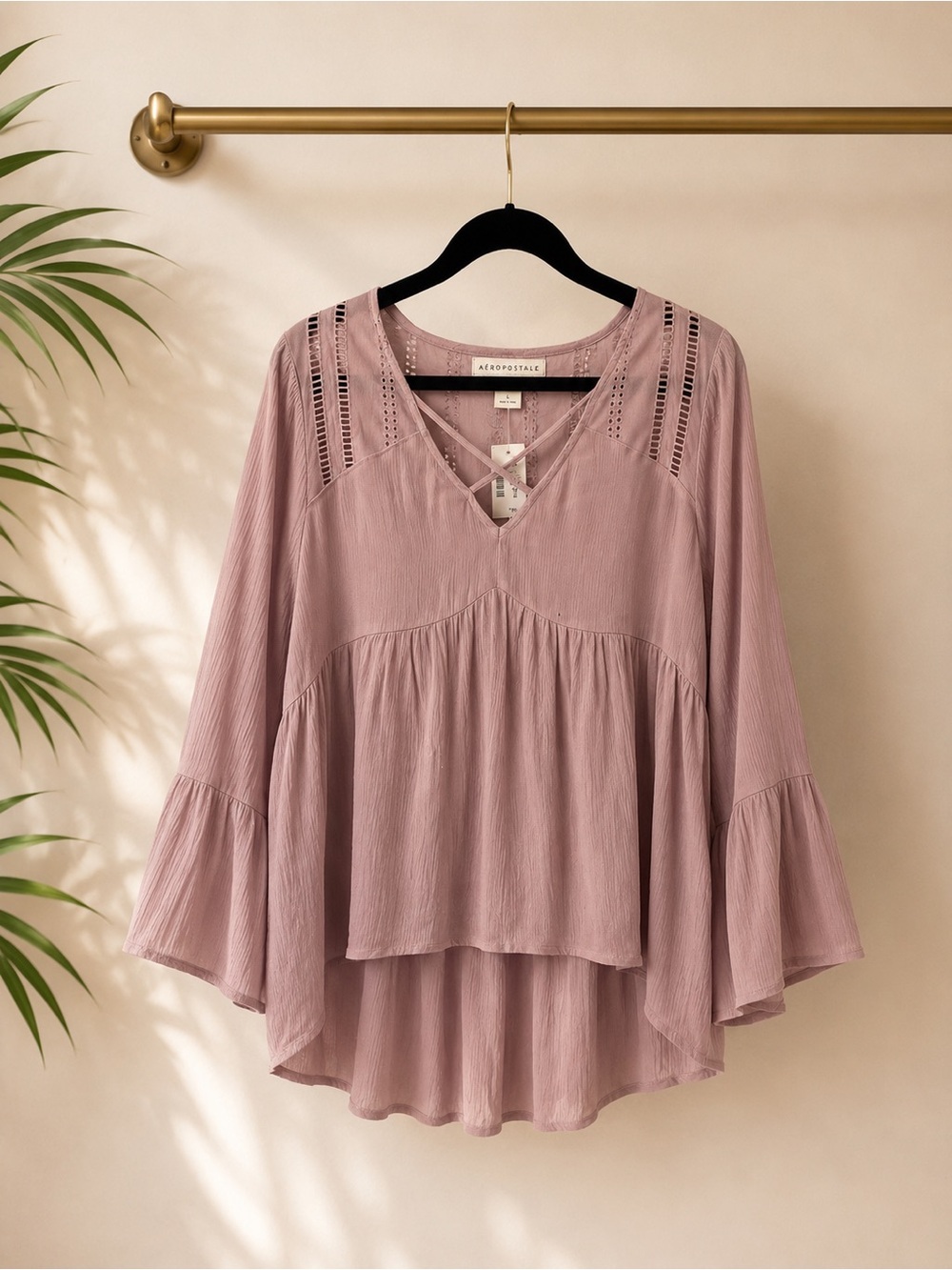 NWT Aeropostale Mauve Boho Tunic Blouse L
